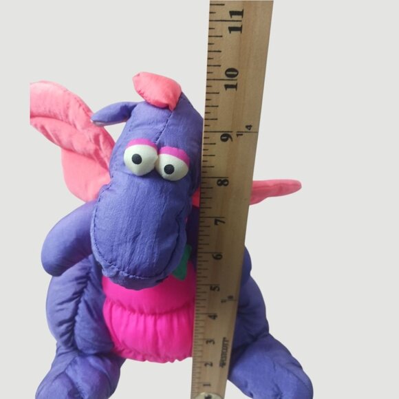 Playful pals Vtg Dragon Rare 80's Plush Toy With Wings Purple & pink - Picture 8 of 9